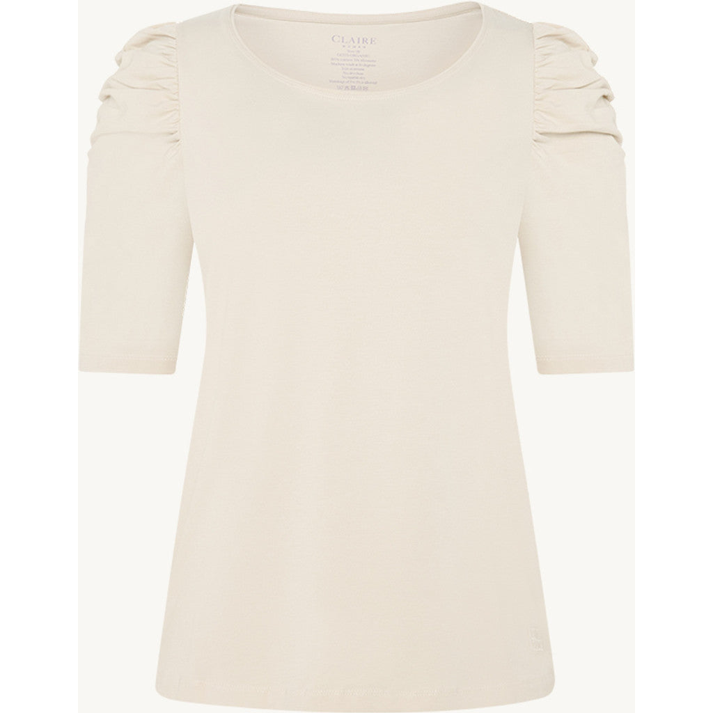 CLAIRE CWAdrienne draped T-Shirt T-shirt L/S 3261 Sand Stone