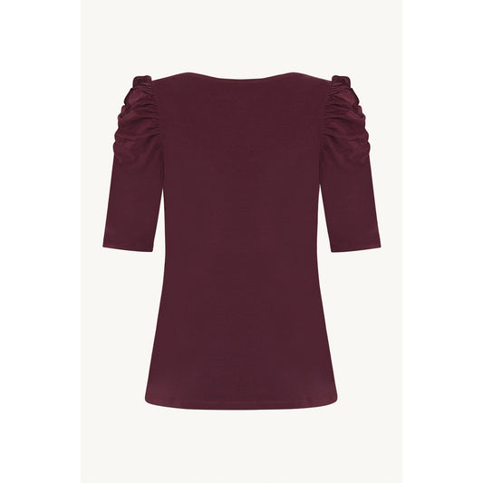 CLAIRE CWAdrienne draped T-Shirt T-shirt L/S 3748 Wineberry