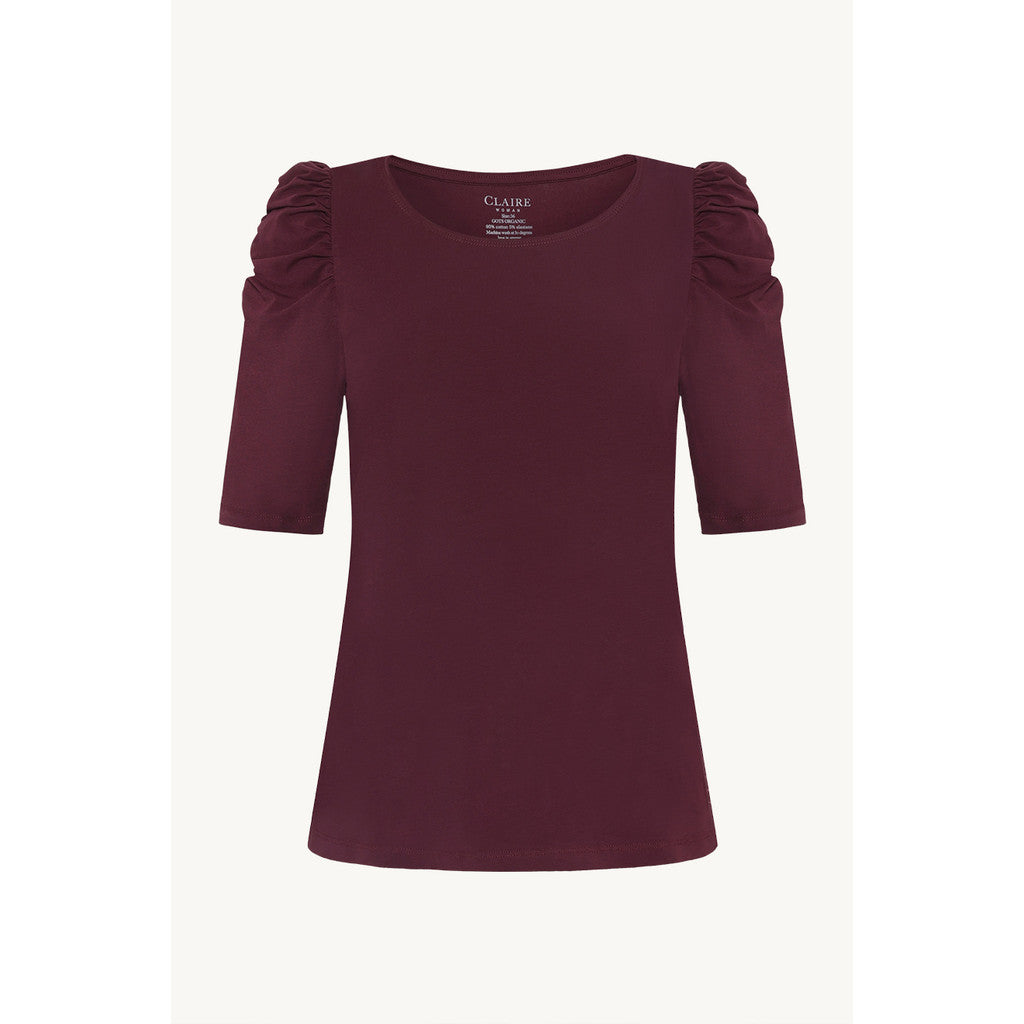 CLAIRE CWAdrienne draped T-Shirt T-shirt L/S 3748 Wineberry