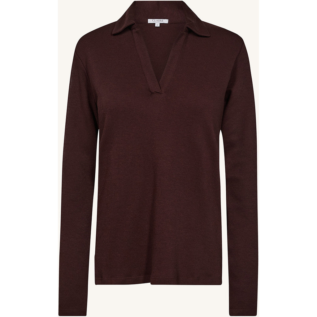 CLAIRE CWAmaya T-shirt L/S 4565 Chocolate